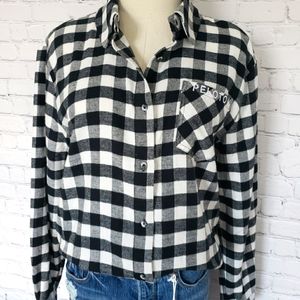 Peloton Buffalo Check Plaid Button Down Long Sleeve Flannel Shirt Sz M